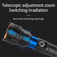 Lampe torche LED zoomable haute puissance rechargeable en alliage d'aluminium, torche tactique, charge Type-C, affichage de la puissance, lampe de camping et de randonnée