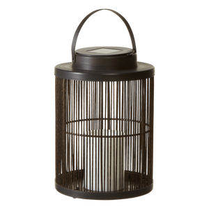 2023 fabbrica all'ingrosso tessitura a mano stile nordico moderno piccolo nero impermeabile plastica Rattan solare alimentato lanterna di candela all'aperto - Product Image 2