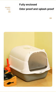 Extra große geschlossene Katzentoilette mit Haube & Klappklappe – Hohe Seitenwände zur Vermeidung von Streuungen, Geruchskontrolle, aus strapazierfähigem PP - Product Image 4