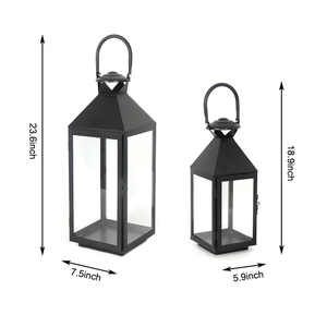 Metal Home Decoration Big Garden Black Outdoor Metal <strong>Lantern</strong> Candle Holder <strong>Set</strong> - Product Image 1