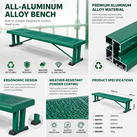 Banc de sport extérieur en alliage d'aluminium 2000 mm perforé, ergonomique, sans dossier, résistant aux intempéries, revêtement poudré