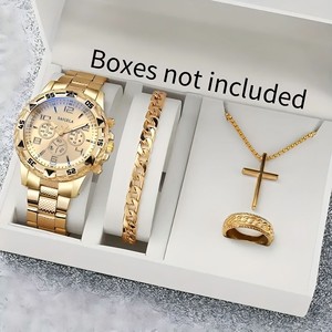 <b>Cross</b>-border Hot-selling Watch Jewelry Set Non-fully Automatic Mechanical Watch Men's Business Fashion Trendy Alloy Stainless - Product Image 2