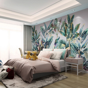 Mural de panel de pared de papel tapiz de planta tropical impreso en 3D Mural de bosque lluvioso bohemio para comedor - Product Image 2