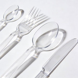 Juego de Cubiertos <span class=keywords><strong>Desechables</strong></span> Transparentes Resistentes de Grado Alimenticio, Cuchara, Tenedor y Cuchillo Transparentes para Comida para Llevar y Fiestas - Product Image 2