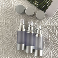 Ensemble de flacons de crème et de sérum pour soins de la peau en aluminium ABS argenté avec pompe sans air de 50 ml et 15 ml