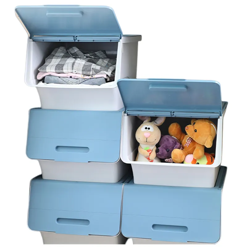 Extra Large Stackable Front Open PP Plastic Storage Box Children's Toy Storage Organizer Clothing Snacks Storage Container