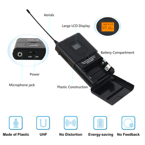 Micrófono Inalámbrico Dinámico Profesional de 4 Canales Xtuga A400 con Auriculares UHF de 2 Canales y Micrófono de Solapa para Uso en Estudio y Escenario - Product Image 5