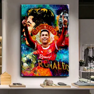 Graffiti futbolcular Ronaldo portre duvar sanatı resimleri ve posterler baskı için tuval boyama ev dekor Cuadros oturma