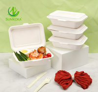 Sumkoka Contenants alimentaires à emporter 100% compostables et biodégradables 9x6, boîte à lunch jetable en bagasse de canne à sucre