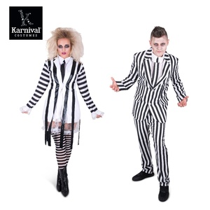 ODM venta completa <span class=keywords><strong>película</strong></span> Cosplay traje blanco y negro rayas traje para mujeres y hombres miedo y diversión <span class=keywords><strong>profesor</strong></span> loco asistente disfraz - Product Image 1