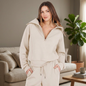 Ensemble de survêtement unisexe respirant avec logo personnalisé, sweat à capuche zippé et pantalon, grande taille, pour le sport décontracté en automne - Product Image 3