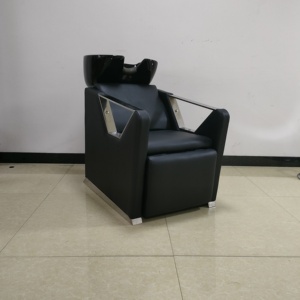 Sillón de Champú de Lujo Negro y Dorado con Lavabo Profundo de Cerámica, Equipo Profesional para Salón de Belleza y Spa con Reposabrazos en Oro Pulido 2026 - Product Image 6