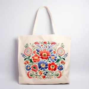 High Quality Factory Price Cotton Tote Bag With Embroider Custom Shopping Bag Large Capacity Custom Size