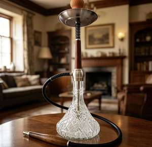 Cachimba de cristal con mango de madera, set de shisha árabe con vástago de aleación de aluminio para bar, salón y viajes - Product Image 5