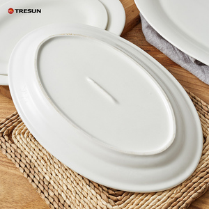 Precio al por mayor calidad superior 10 12 14 16 18 pulgadas cerámica porcelana blanca servir platos de cena de pescado ovalados para <span class=keywords><strong>restaurante</strong></span> - Product Image 4
