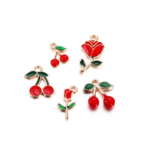 Pendentif en alliage thème rouge, formes variées, pour la fabrication de colliers, apprêts de bijoux en fer émaillé - Product Image 4