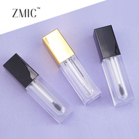 Luxuriöse Quadratische Lipgloss-Tuben mit Gold-Schwarzem Schraubverschluss, Leere Lipgloss-Röhrchen, Transparente Plastikflaschen für Lippenöl, Flüssiges Rouge-Verpackung