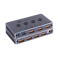 Commutateur KVM USB 3.2 Gen2 4x4 en métal Hardrock WS-C-44UB, prend en charge la transmission de données OTG 10 Gbit/s, gris, modèle exclusif