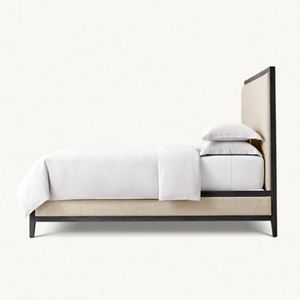 Cama Doble de Plataforma con Estructura de Madera de Roble Macizo, Diseño Francés Moderno y Cómodo, Tapizada en Tela, con Cabecera Suave, Fabricación Personalizada de Fábrica - Product Image 5