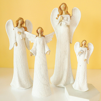 Ornements d'ange blanc de noël priant l'espoir et l'aile de guérison Statues d'ange artisanat en résine décor à la maison nordique