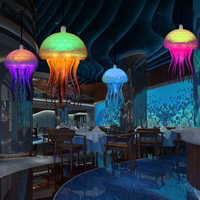 Petit lustre LED en forme de méduse, IP65, changement de couleur, étanche IP65, ambiance de restaurant, paysage, lumières décoratives