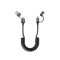 Cable de Datos Retráctil de Nailon 4 en 1 de 100W con Carga Rápida de 3A/5A para Teléfonos Móviles Tipo-C, Auriculares y Tabletas