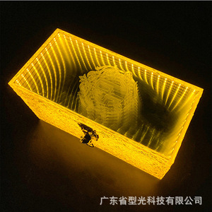 Boîte de rangement décorative rectangulaire avec intérieur éclairé pour l'affichage de bouteilles de vin et le rangement de bijoux - Product Image 2