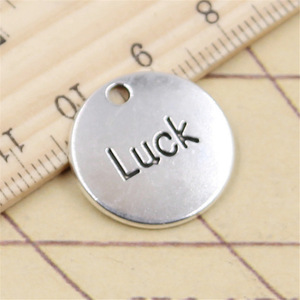 Breloques plaques chance 20x20mm Antique couleur argent pendentifs faisant bricolage à la main tibétain trouver des bijoux - Product Image 2