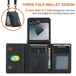 Funda de cuero magnética desmontable DG MING 2 en 1 para <span class=keywords><strong>Samsung</strong></span> Galaxy Z Flip 7 FE 7 6 5 4 3, funda tipo billetera, tarjetero, funda para teléfono - Product Image 3
