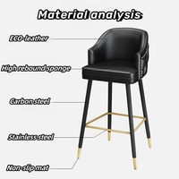 Mobilier de bar haut de gamme léger Meuble en métal Tabouret de bar moderne de haute qualité Chaise de bar minimaliste en cuir de PU pour restaurant