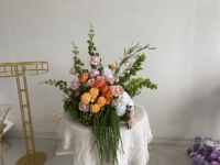 Rangkaian Bunga Lantai H509 Garden Big Elegant Silk Rose Hydrangea 60cm, Bunga Buatan untuk Dekorasi Pernikahan