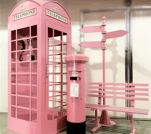 High quality hotel decoration phone booth decoration photo vintage phone booth cabinet antique phone booth