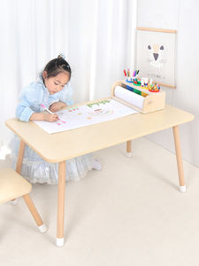 Chevalet en bois pour enfants avec rangement de bureau, tableau à dessin à roulettes et porte-crayons pour tout-petits - Jouets éducatifs - Product Image 6