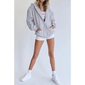 Sweat-shirt à capuche zippé Y2K personnalisé pour femme, veste de survêtement décontractée à manches longues, col montant, poches brodées, soie - Product Image 5
