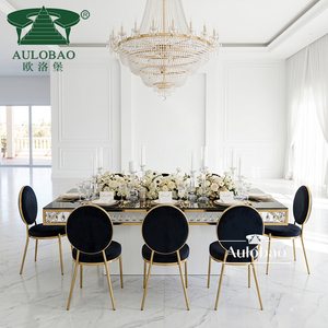 Mesa de Boda Rectangular de Metal Moderno con Cristales para Recepción de Hotel, Salón de Banquetes, Comedor y Uso en Exteriores - Product Image 2