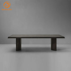 Tavolo da Pranzo Moderno in Legno Massello di Quercia, 8-6 Posti, Rettangolare Lungo, Pannello Spesso, Finitura Noce Scuro - Product Image 3