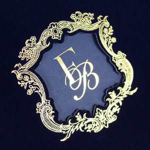 Nuevo producto, bolsillo de manga de terciopelo azul marino, invitación de boda, Página de inserción de lámina dorada con borla - Product Image 4