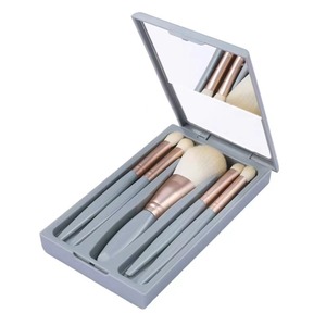 Juego de brochas de maquillaje portátiles de 5 piezas con espejo, brocha multifuncional para polvos, brocha para rubor y brocha para sombra de ojos. - Product Image 4