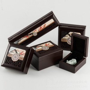 Wooden Jewelry <b>Storage</b> Box Rectangle 1L Covered Desktop Organizer For Bracelets Bangles Pendants <b>Rings</b> Necklaces Gifts - Product Image 4