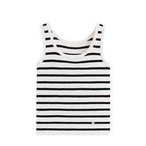 سترة نسائية كلاسيكية بياقة على شكل حرف U بخطوط سوداء وبيضاء من الصوف 100٪ للربيع والصيف، تصنيع حسب الطلب - Product Image 1