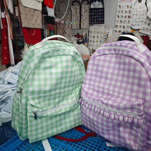 Wholesale Kids Name <strong>School</strong> Bag <strong>Large</strong> Nylon Book Bag Monogram Ruffle Gingham <strong>School</strong> <strong>Backpack</strong> - Product Image 5