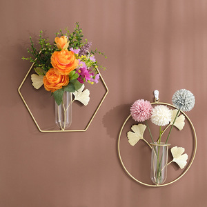 S249 décoration de la maison décorations murales accessoires de décoration de <span class=keywords><strong>bureau</strong></span> support mural en métal Tube de verre Vase Pot de fleur - Product Image 2