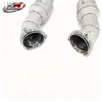 Downpipe Knalpot KM High Flow SS304 dengan Katalis untuk Ferrari F430 4.3L V8 360 3.6L V8 200 Cell Sport Cat dengan Pelindung Panas
