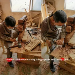 ชุดโต๊ะอาหารหินอ่อนสไตล์ยุโรป รูปทรงสี่เหลี่ยมผืนผ้า พร้อมเก้าอี้ สำหรับใช้ในบ้านหรือร้านอาหาร ทำจากไม้เนื้อแข็งแกะสลัก สามารถถอดประกอบได้ - Product Image 5