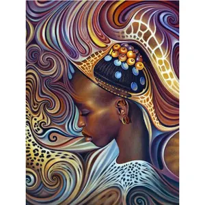 Diy 5d יהלומי ציור תרגיל מלא מופשט עטוף אפריקאי אישה צבע על ידי יהלומי רקמת בית תפאורה ייחודי מתנה