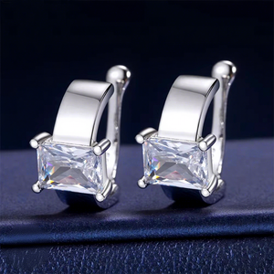 Élégantes boucles d'oreilles créoles en or massif avec diamant de laboratoire taille princesse, certifiées IGI, pour mariage, fête, anniversaire, cadeau, bijoux - Product Image 1