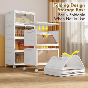 Contenedores de Almacenamiento Apilables de Plástico PP+PET con Tapa, Capacidad de 32QT, Diseño Plegable, Organizador Multifuncional para Ropa - Product Image 2