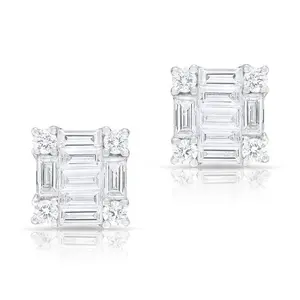 Hot Selling New Original Wedding Timepieces Earring Charms Fine Baguette Trendy Silver Jewelry