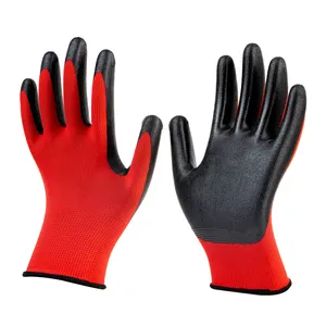 Men Industrial Grip Heavy Duty 13 Gauge Polyester Nitrile Palm Coated Work Safety Gloves