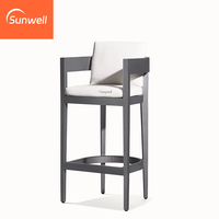 Meubles de patio modernes, tabourets de bar ronds confortables en tissu et en aluminium pour hôtel, restaurant